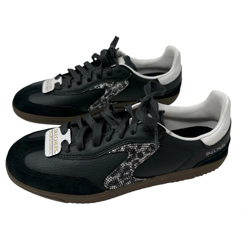 Skechers Women’s Size 7 Hotshot Sneakers Shimmery Rhinestones Black New